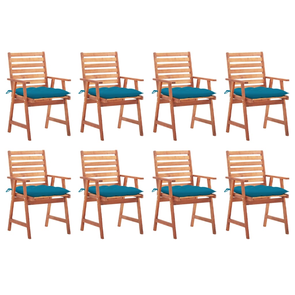 Garten-Essstühle 8 Stk. mit Kissen Massivholz Akazie
